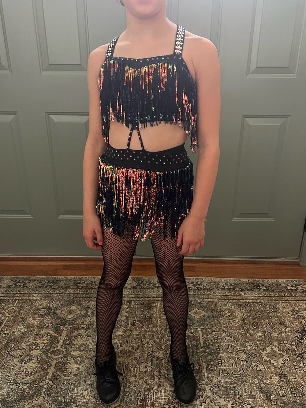 Tenth House black fringe and sequin costume, size MC